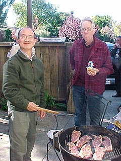 Our BBQ host CH Ting and Ken Morley.